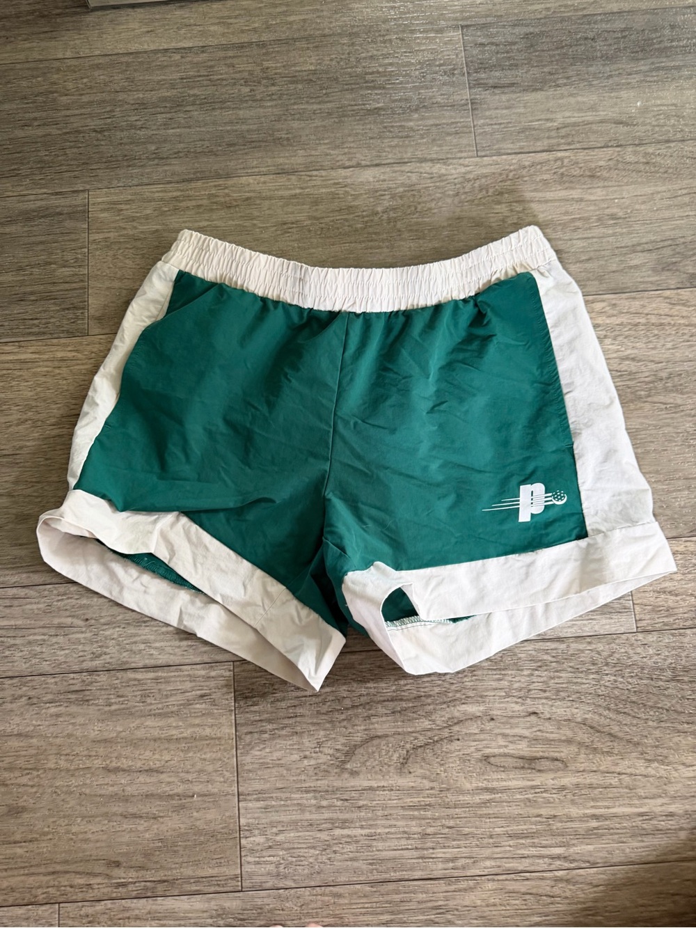 Prince Green and White Athletic Running Shorts